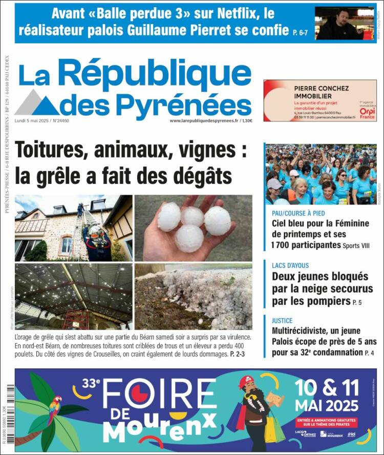 Portada de La République des Pyrénées (Francia)