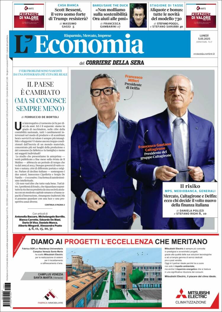 Portada de L'Economia (Italia)