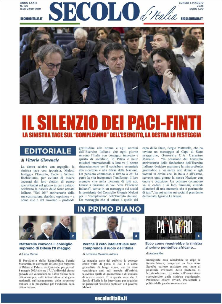 Portada de Secolo d'Italia (Italia)