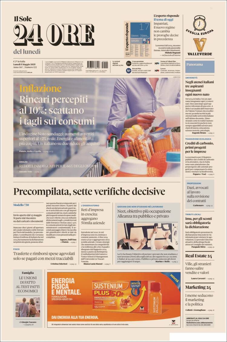 Portada de Il Sole 24 ORE (Italia)