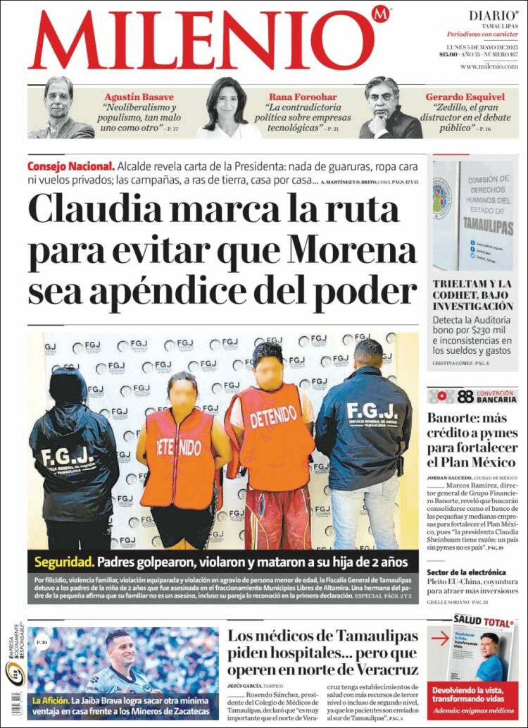 Portada de Milenio - Tamaulipas (México)