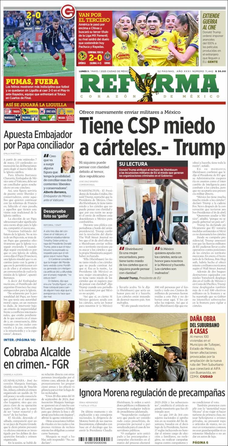 Portada de Reforma (México)