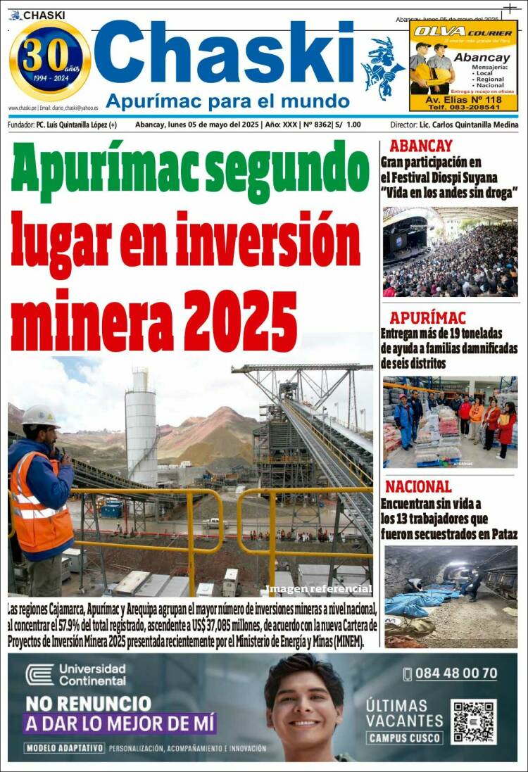 Portada de Diario Chaski (Perú)