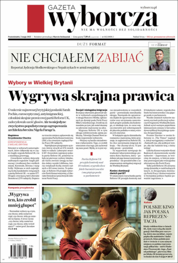 Portada de Gazeta Wyborcza (Polonia)
