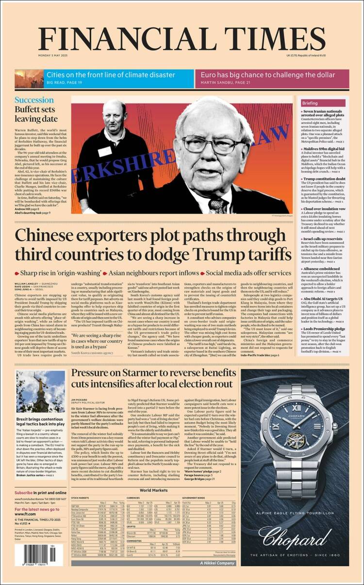 Portada de Financial Times (Reino Unido)