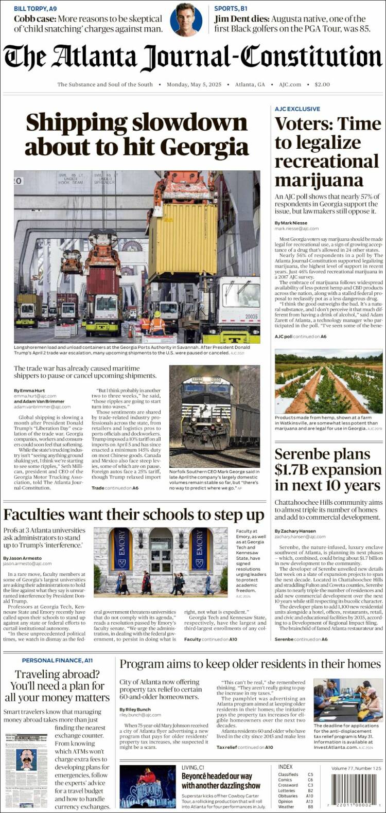 Portada de The Atlanta Journal-Constitution (USA)