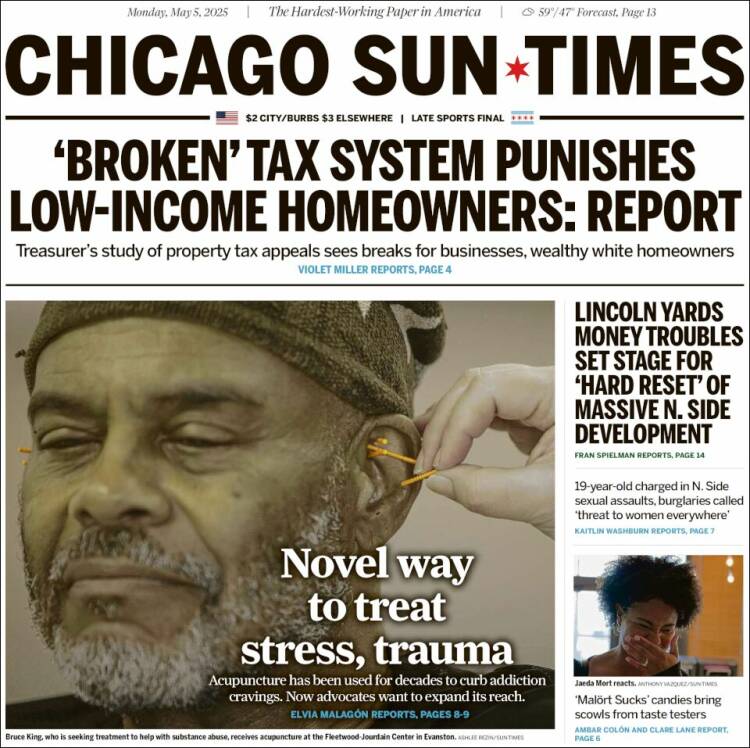 Portada de Chicago Sun-Times (USA)