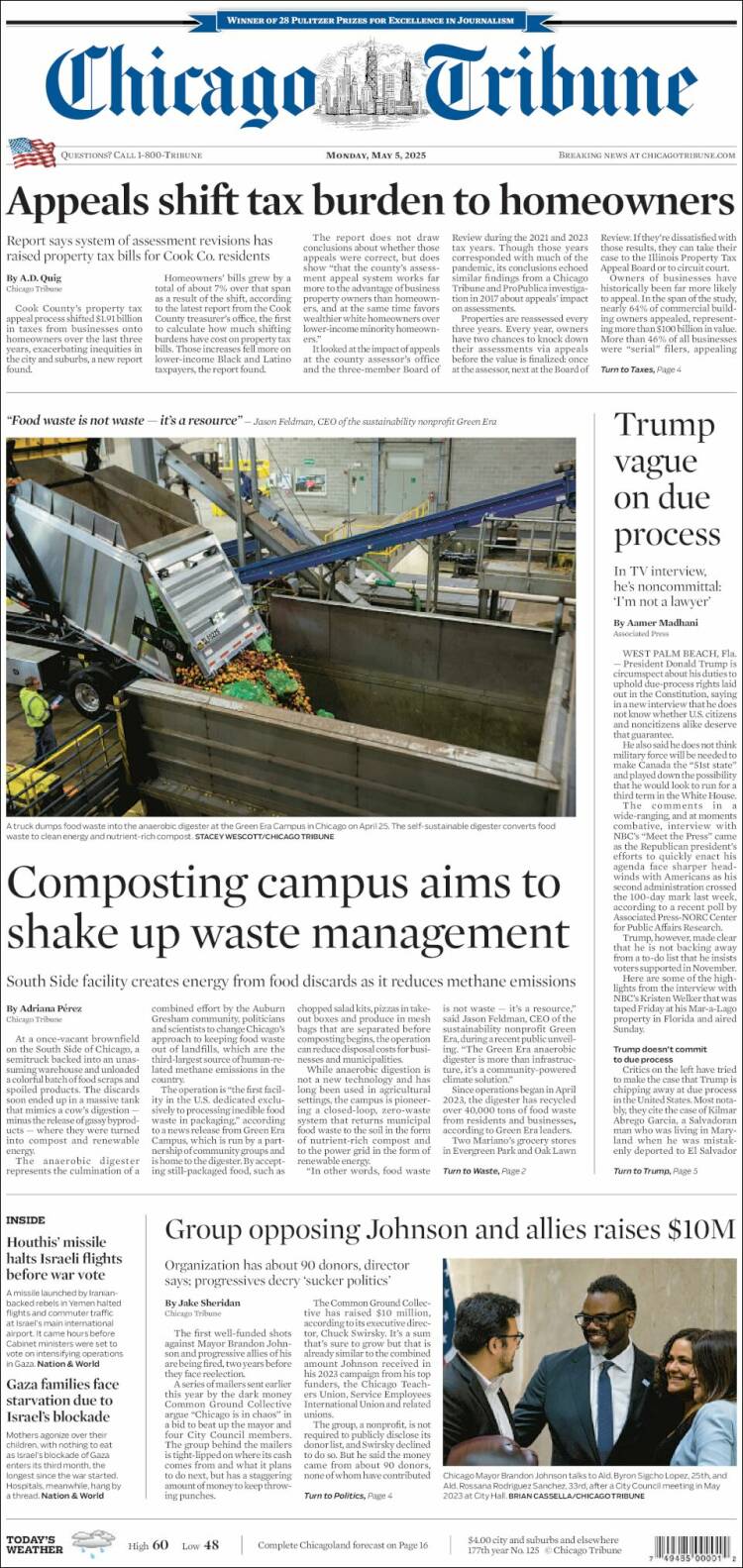 Portada de Chicago Tribune (USA)