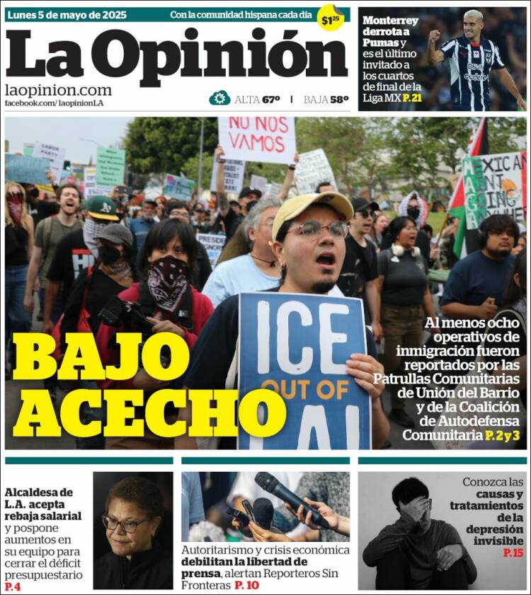Portada de La Opinión (USA)