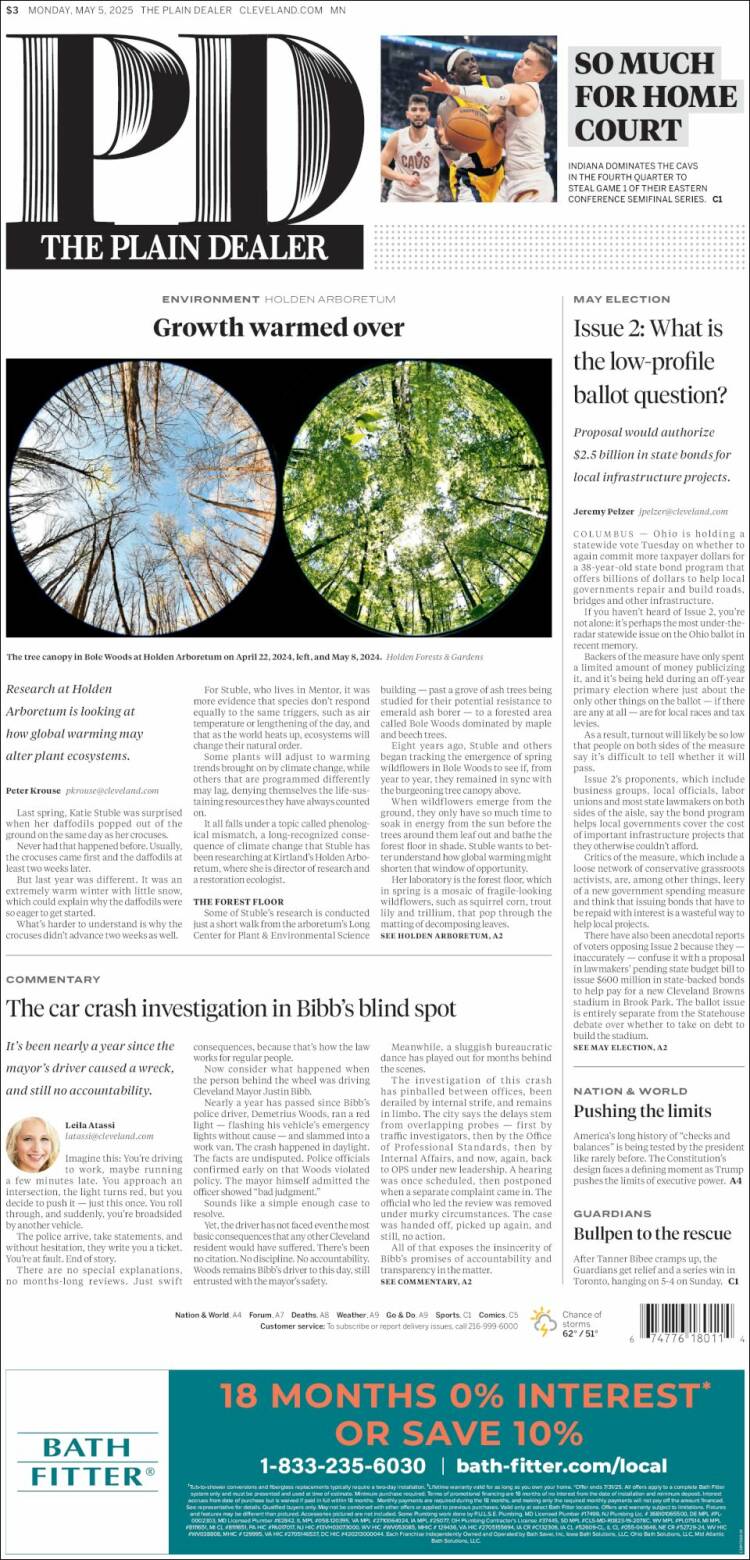Portada de The Plain Dealer (USA)