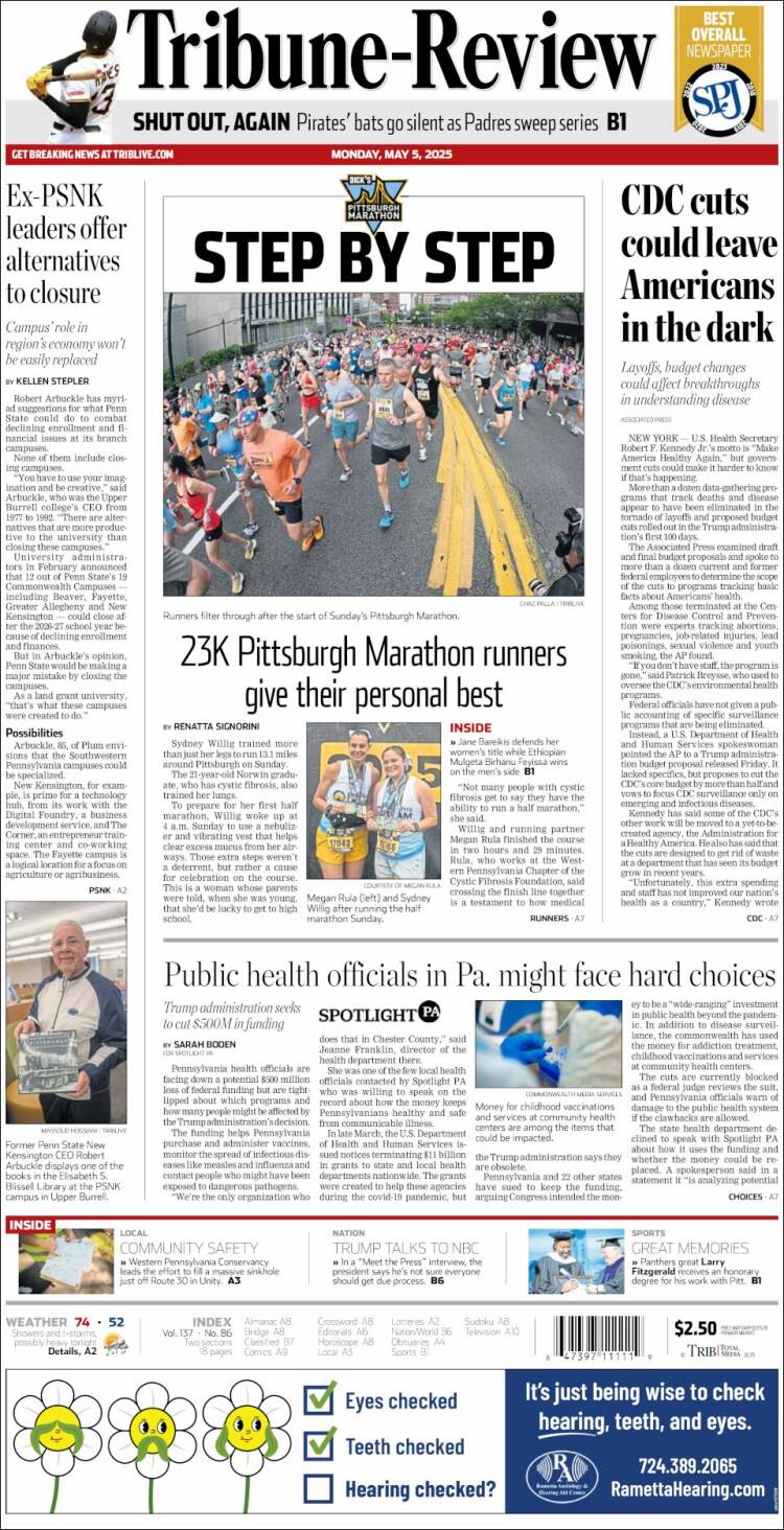 Portada de Tribune-Review (USA)
