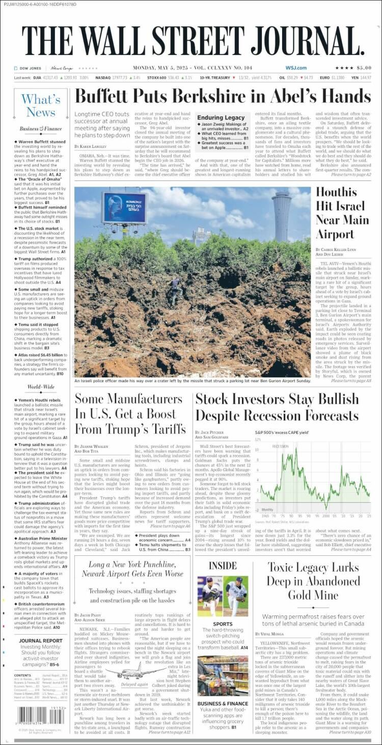Portada de Wall Street Journal (USA)