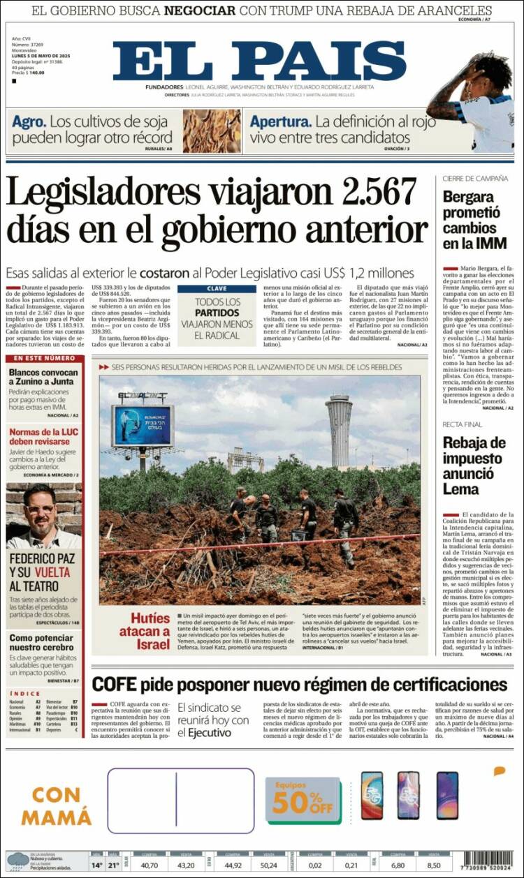 Portada de El País (Uruguay)