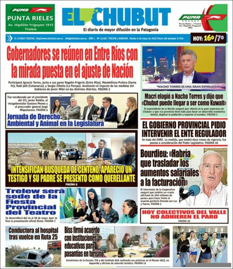 Portada de El Chubut (Argentina)
