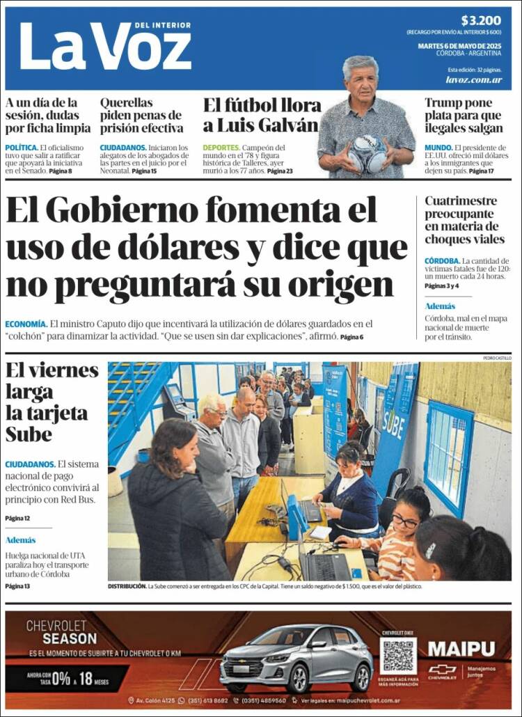 Portada de La Voz del Interior (Argentina)