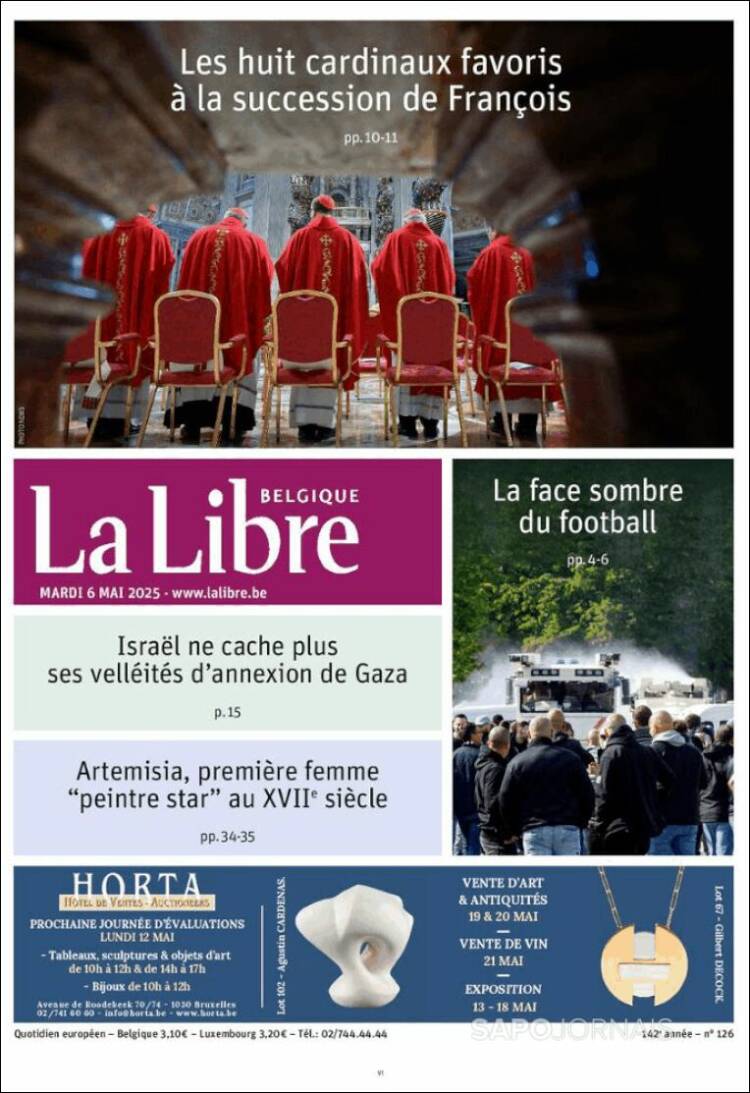 Portada de La Libre.be (B&eacute;lgica)