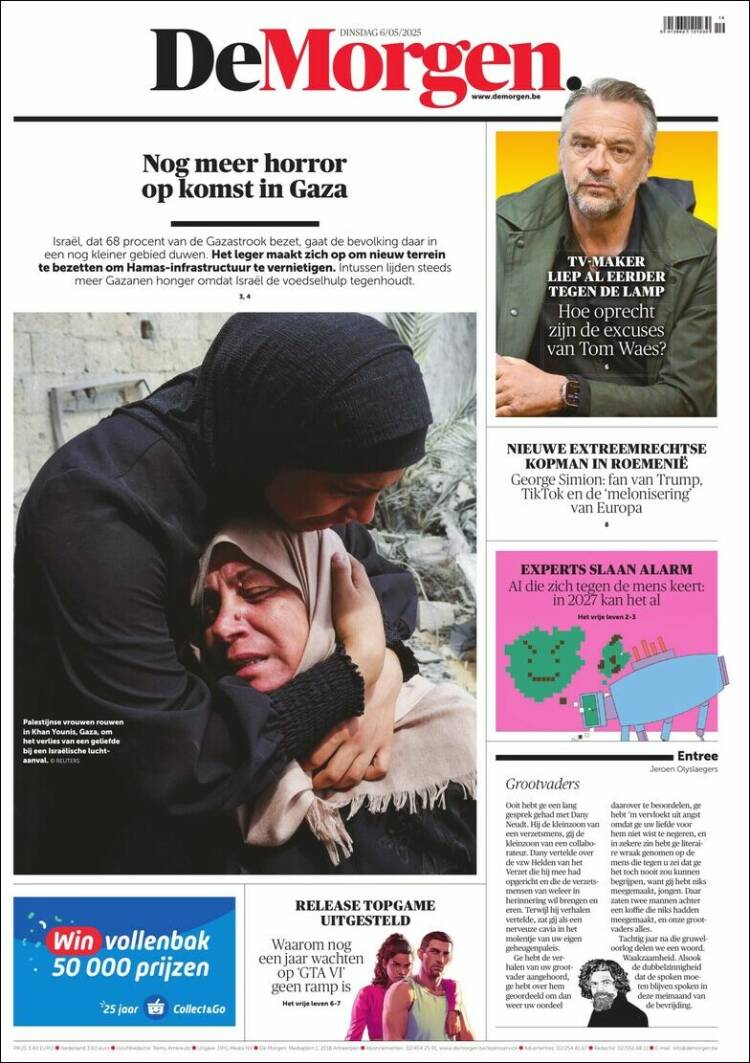 Portada de De Morgen (B&eacute;lgica)
