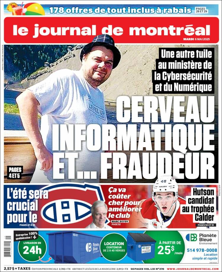 Portada de Le Journal de Montréal (Canadá)
