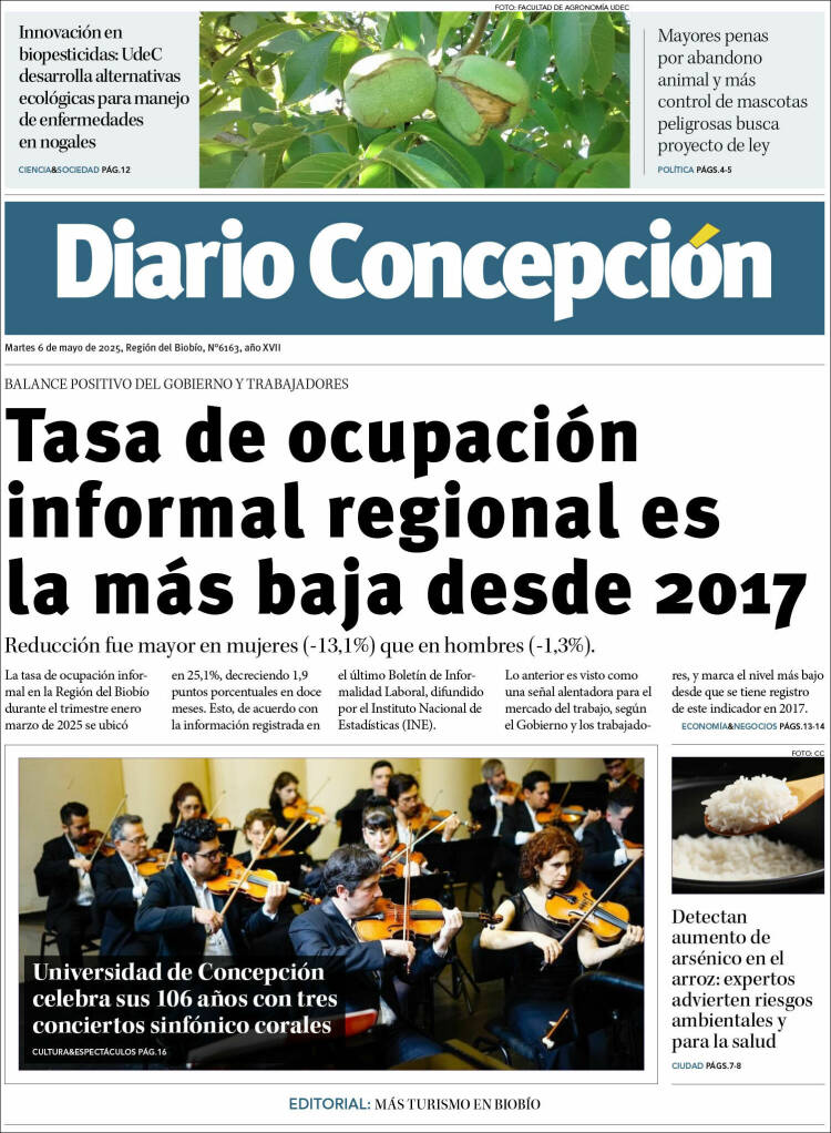 Portada de Diario de Concepción (Chile)
