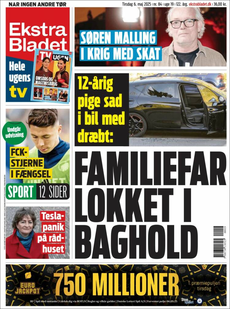 Portada de Ekstra Bladet (Dinamarca)
