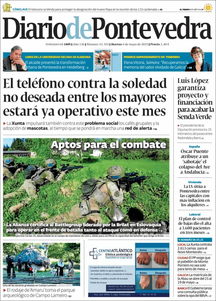 Portada de Diario de Pontevedra (España)