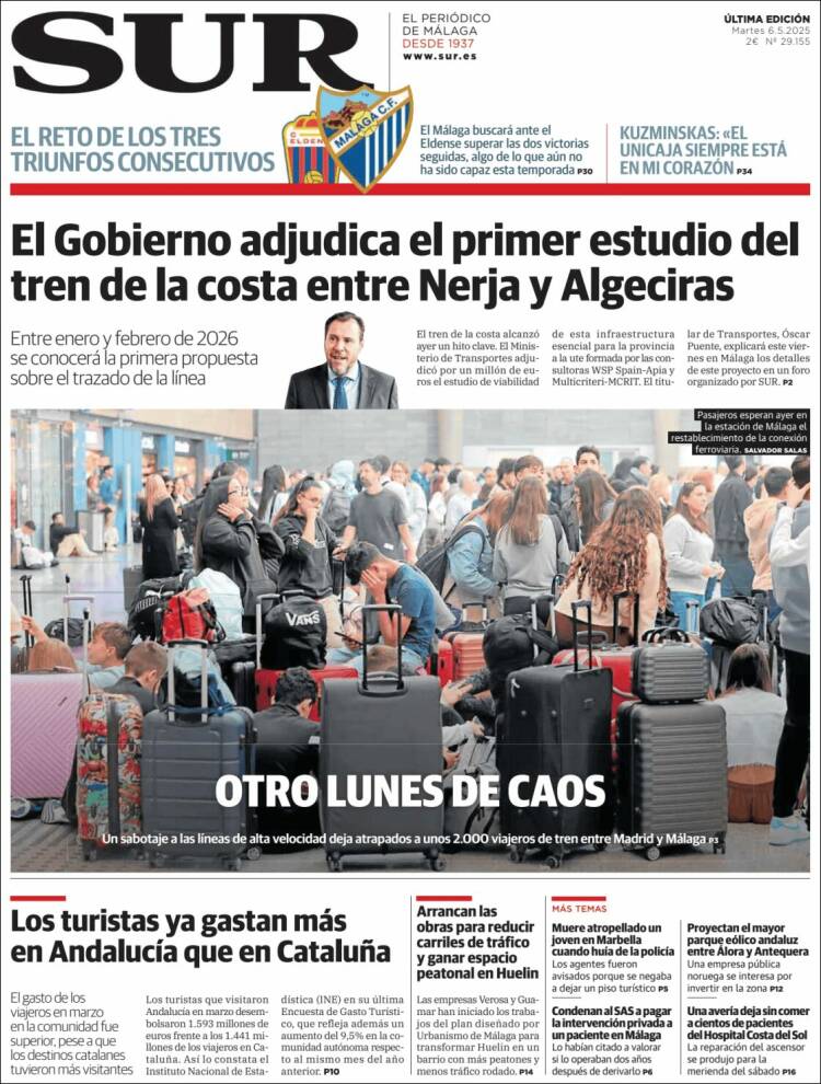Portada de Diario el Sur (España)