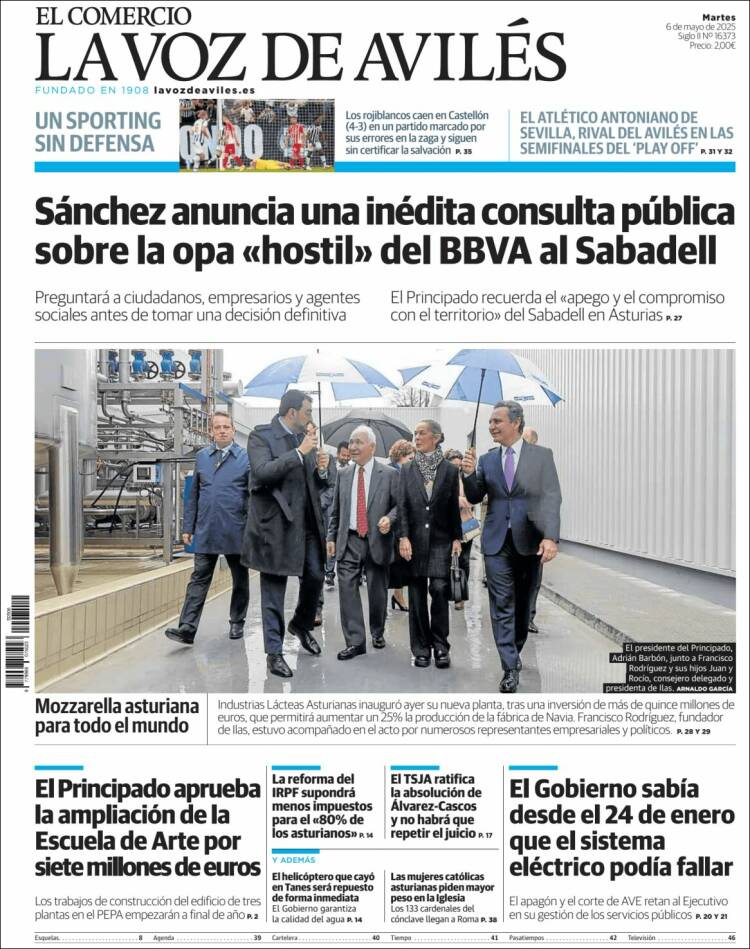 Portada de El Comercio - Avilés (España)
