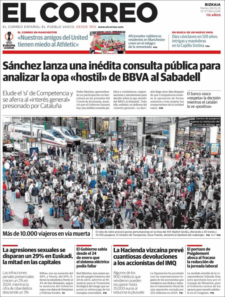 Portada de El Correo (España)