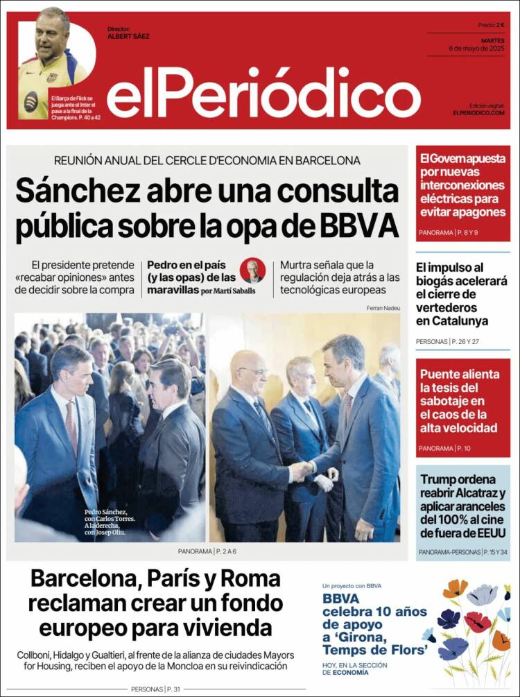 Portada de El Periódico (España)