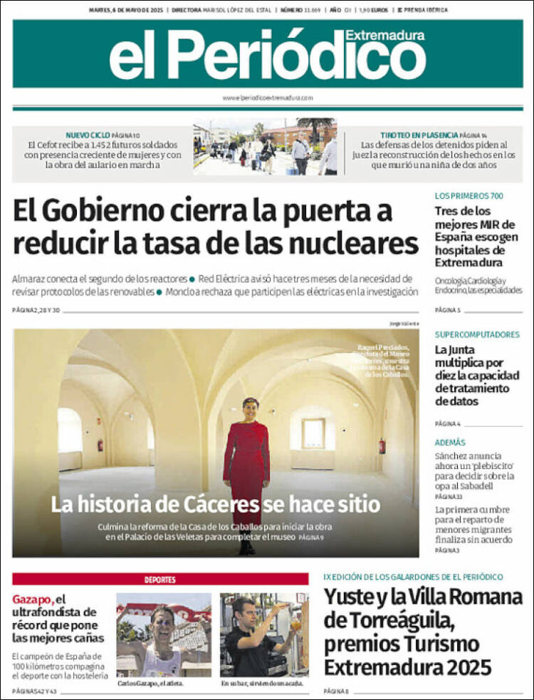 Portada de El Periódico de Extremadura (España)
