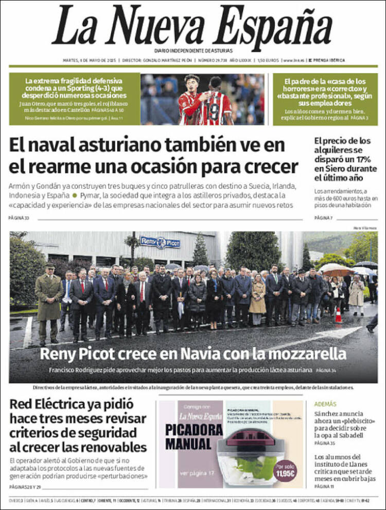 Portada de La Nueva España (España)