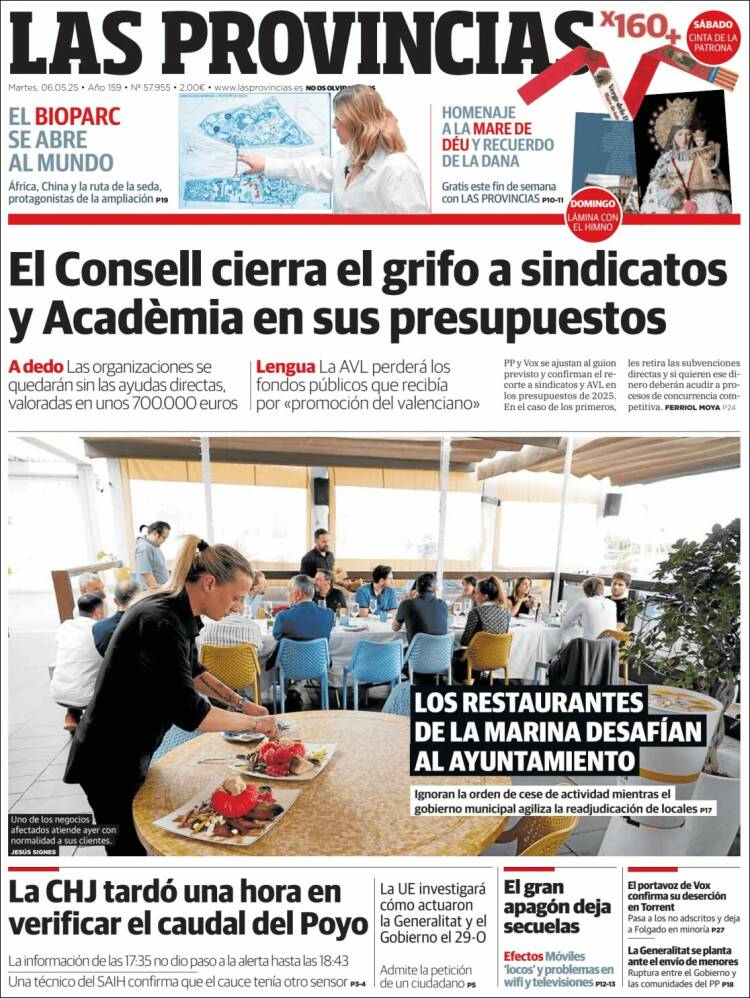 Portada de Las Provincias (España)