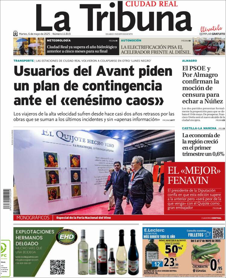 Portada de La Tribuna de Ciudad Real (España)