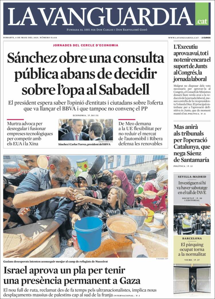 Portada de La Vanguardia (España)