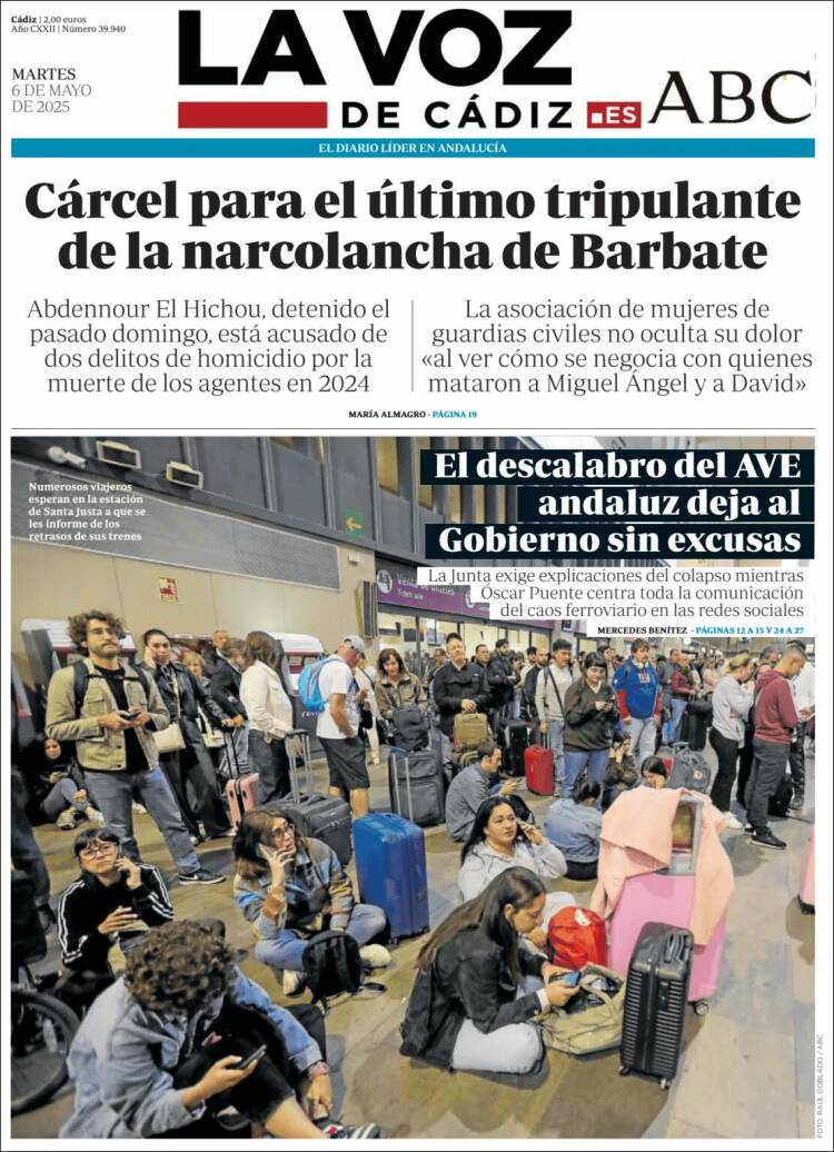 Portada de La Voz de Cádiz (España)