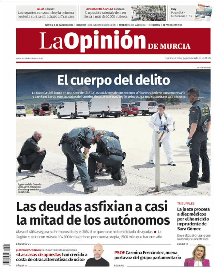 Portada de La Opinión de Murcia (España)