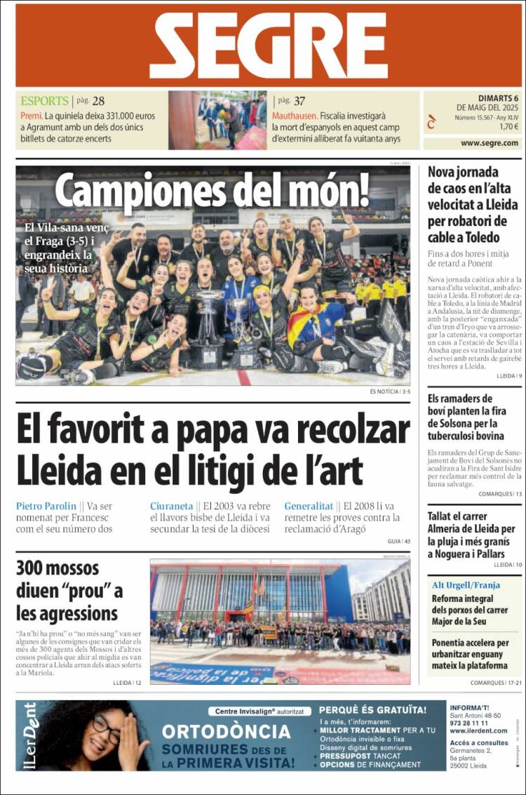 Portada de Segre (España)