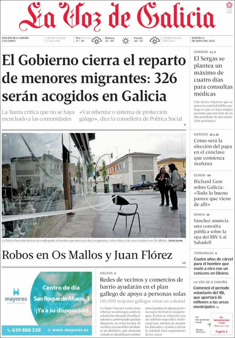 Portada de La Voz de Galicia (España)