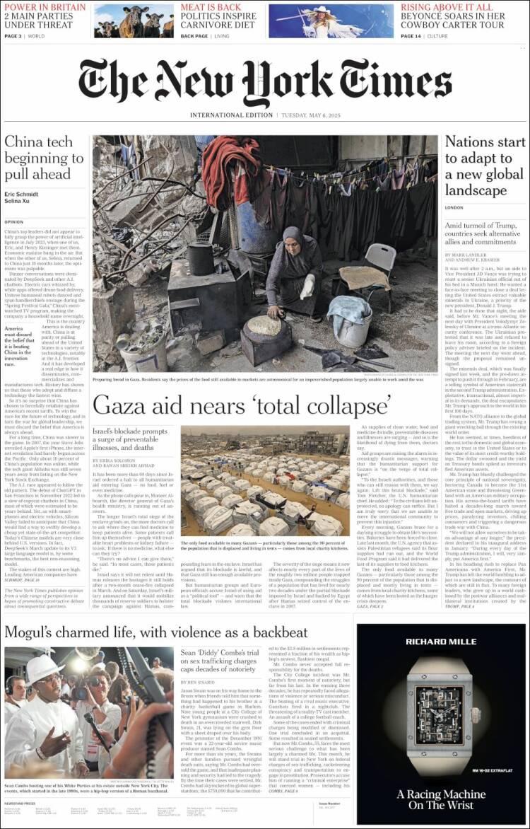 Portada de International New York Times (Europa)