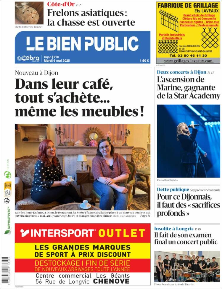 Portada de Le Bien Public (Francia)