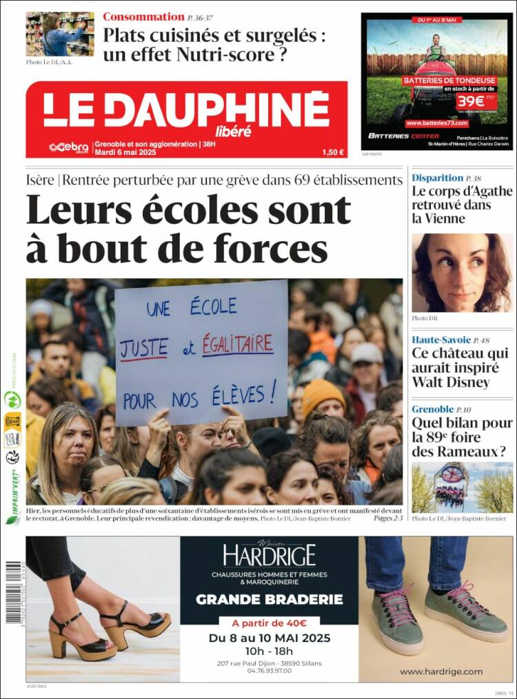 Portada de Le Dauphiné Libéré (Francia)