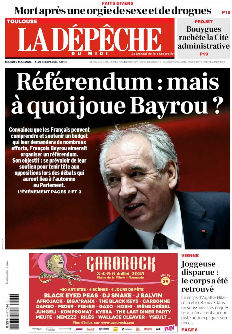Portada de La Dépêche du Midi (France)