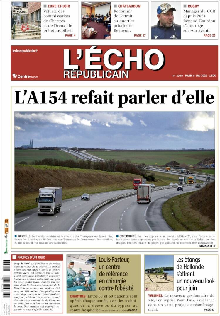 Portada de L'Echo Républicain (Francia)