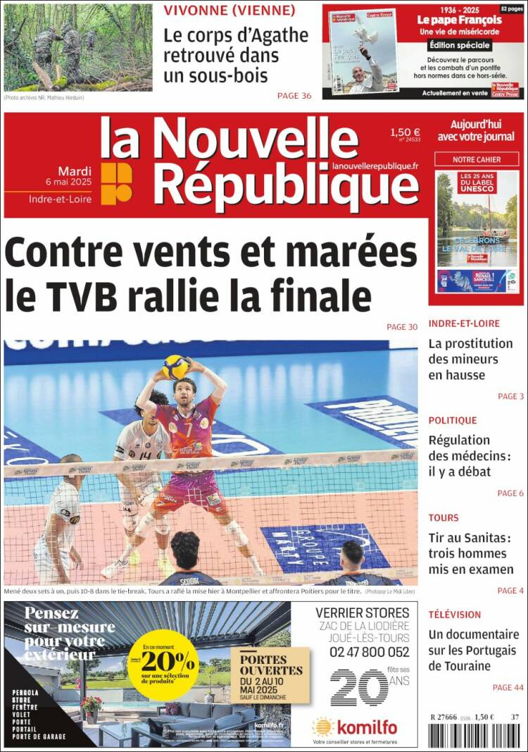 Portada de La Nouvelle Republique (Francia)