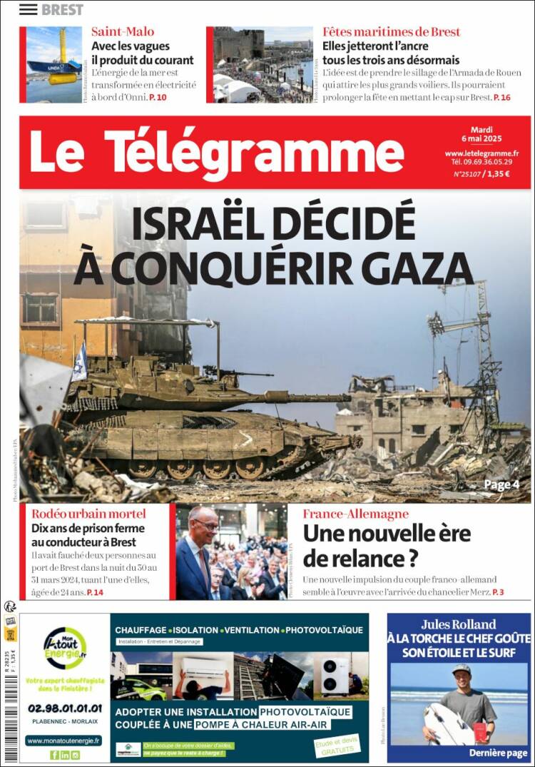 Portada de Télégramme (Francia)