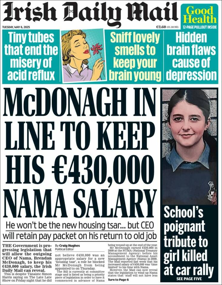 Portada de Irish Daily Mail (Irlanda)