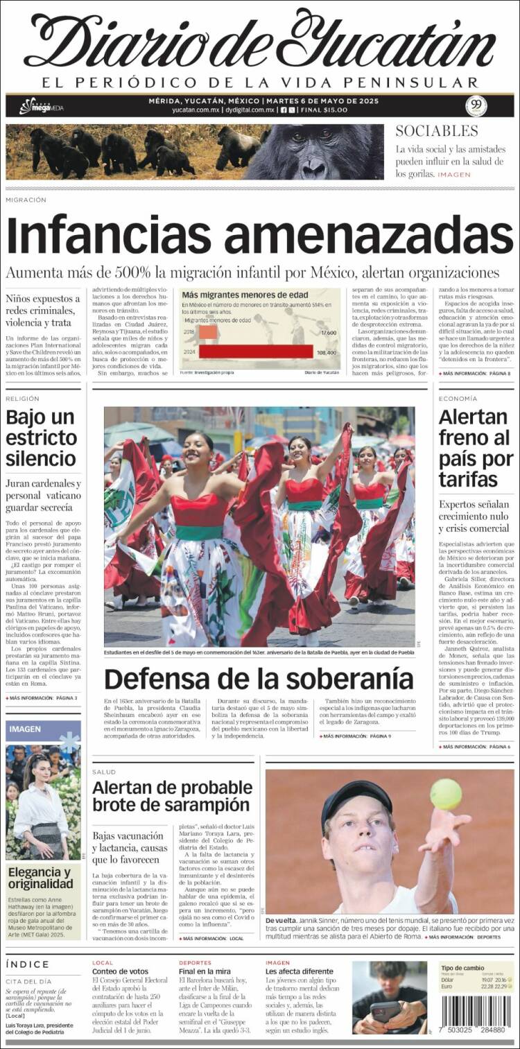 Portada de Diario de Yucatán (México)