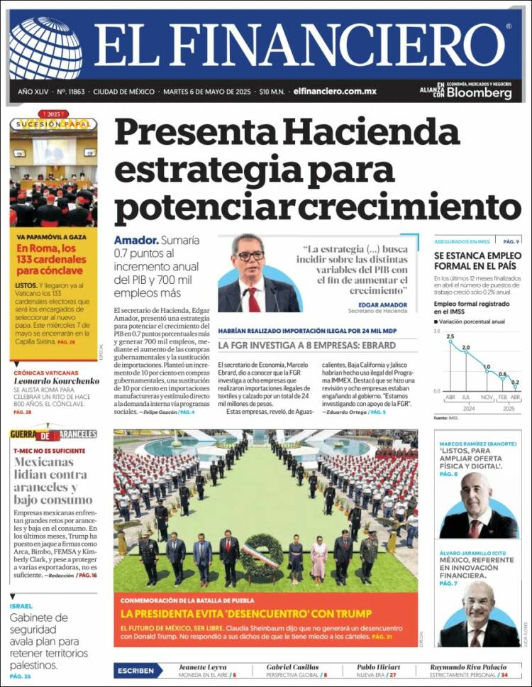 Portada de El Financiero (México)