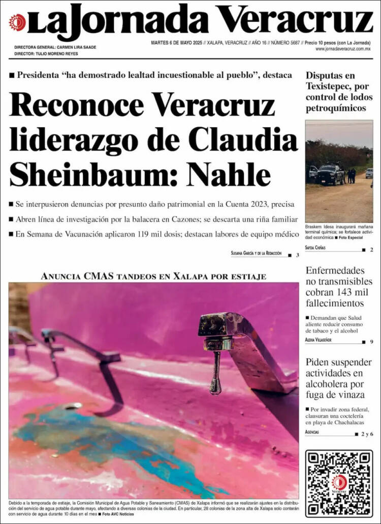 Portada de La Jornada Veracruz (México)
