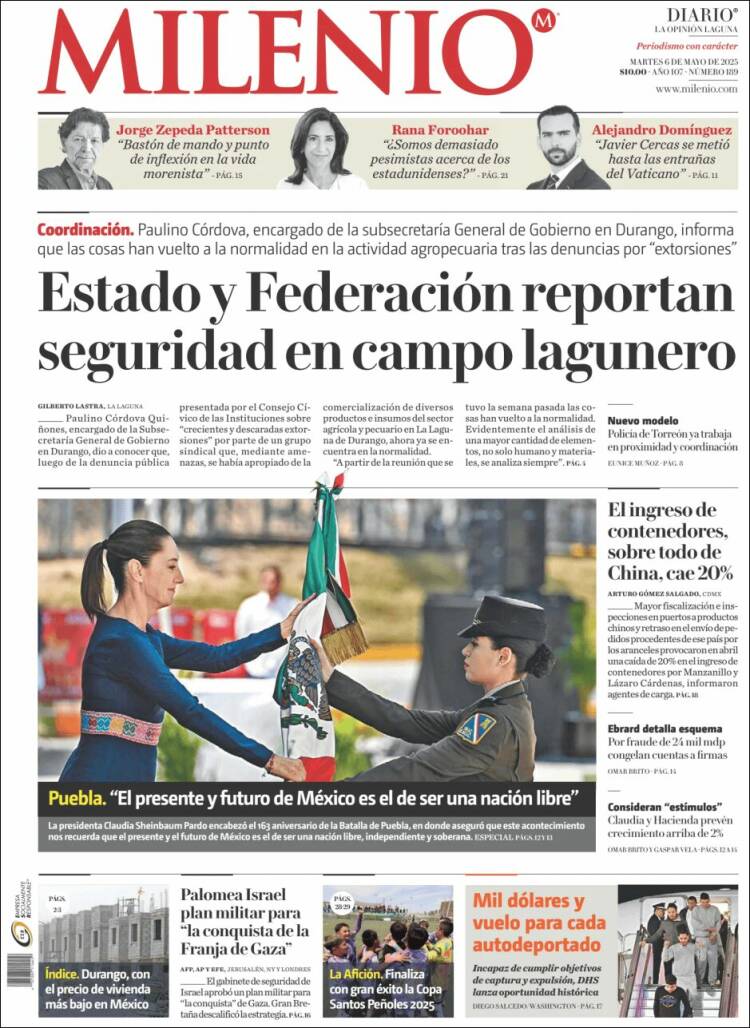 Portada de Milenio - Laguna (México)